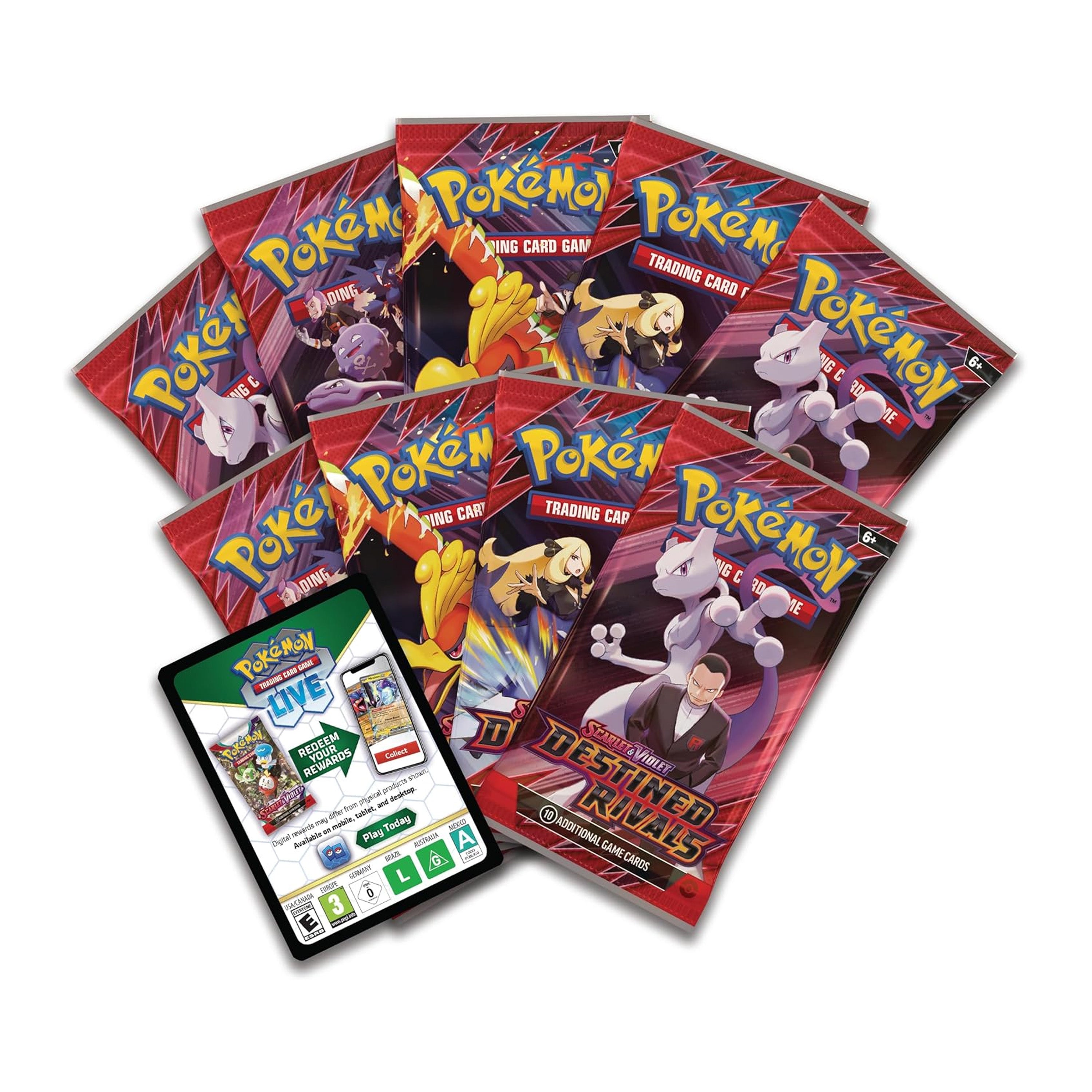 Collection of Pokémon trading card packs on a white background
