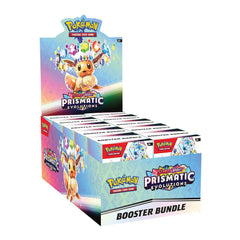 Pokémon Prismatic Evolutions booster bundle packaging on a white background