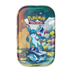 Pokémon Trading Card Game case with a character on a colorful background mini tin glaceon prismatic evolutions