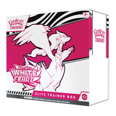 Pokémon White Flare Elite Trainer Box packaging with a pink and white design.