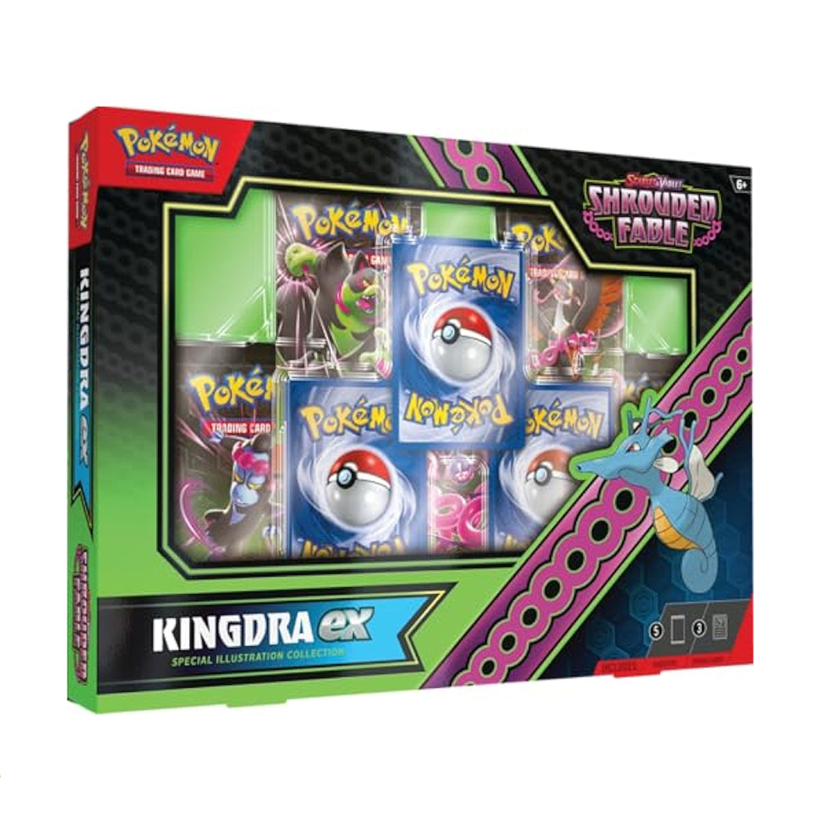 Pokémon trading card game packaging with Kingdra ex illustration