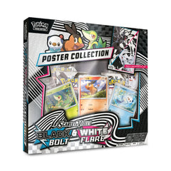Pokémon trading card game poster collection box with character illustrations and card images on a white background.

