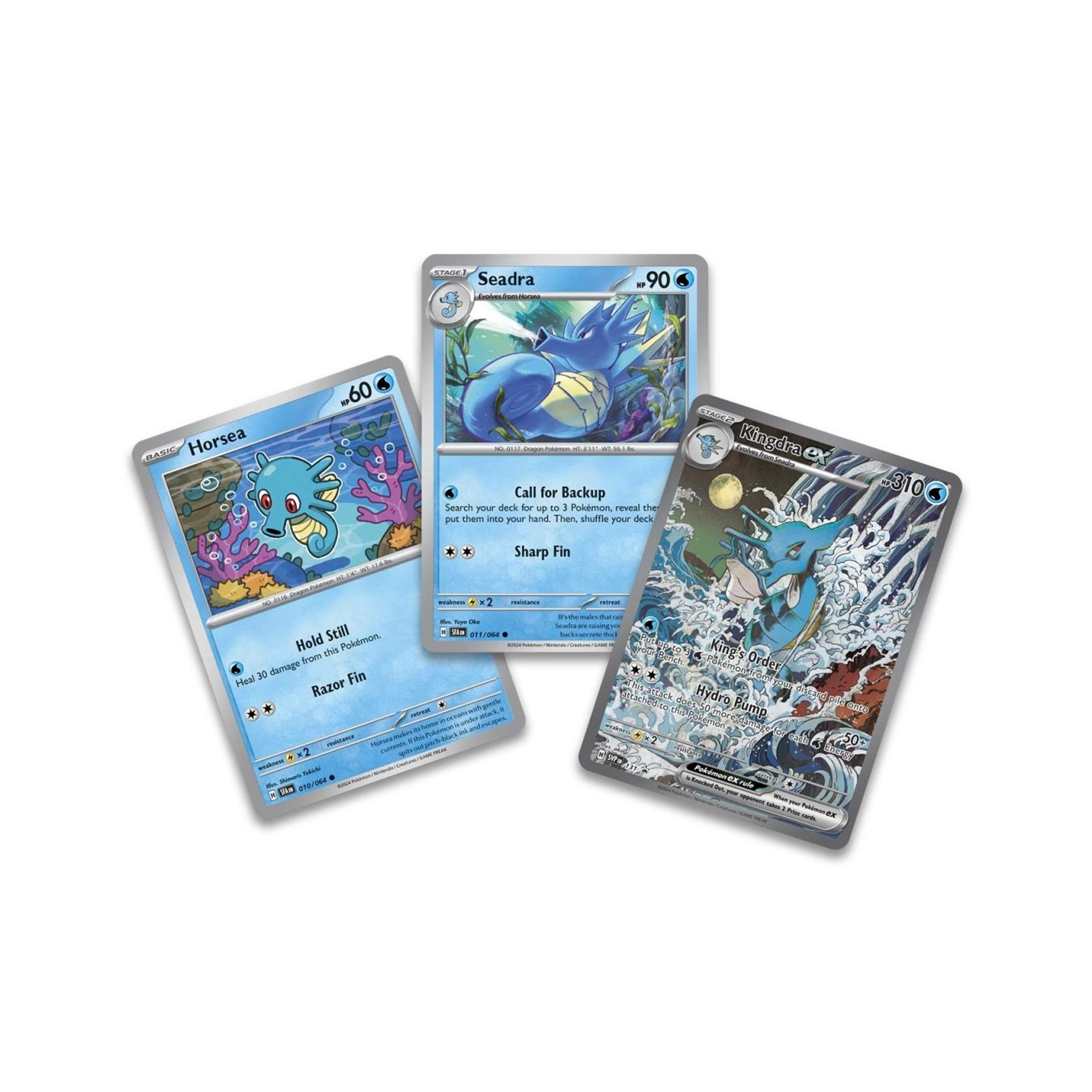 Three trading cards
