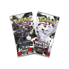 Two Pokémon trading card game packs featuring Black Bolt & White Flare on a white background

